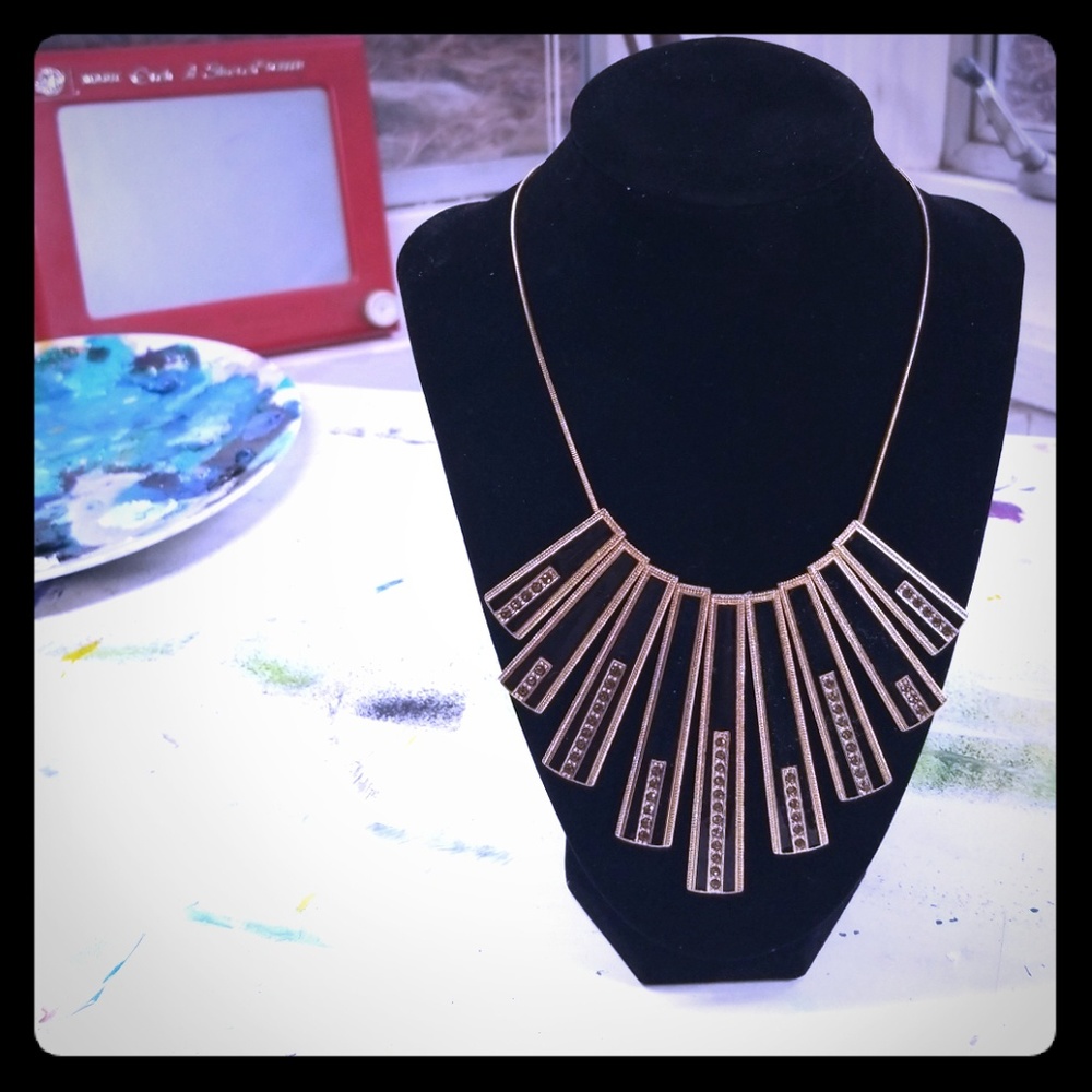 Black & Gold Art Deco Collar Necklace